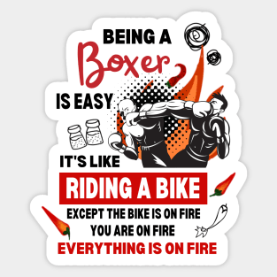 Funny Boxer is Boxing On Fire Sticker